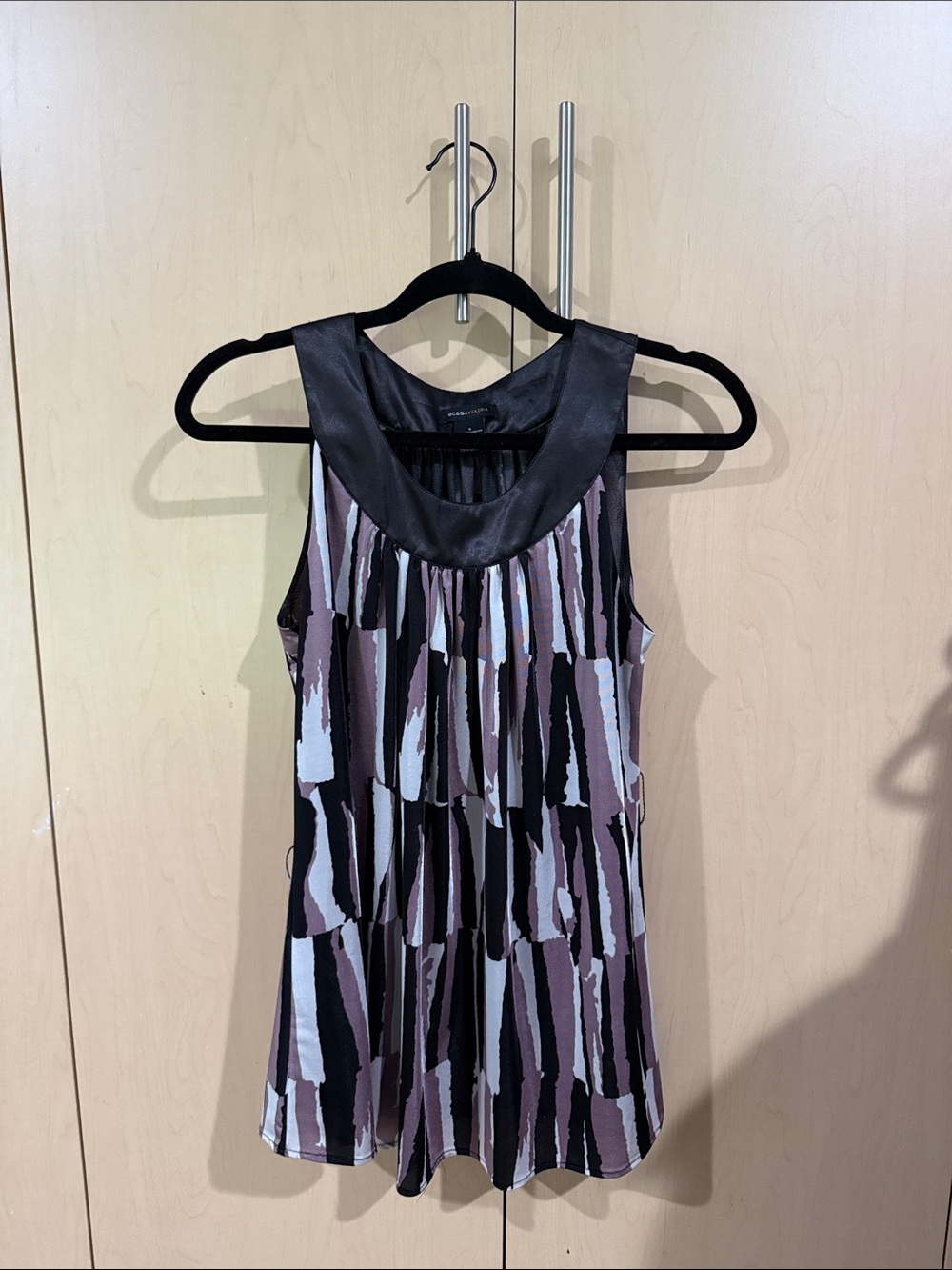 BCBGMaxAzria Mauve, Black & White Printed Sleeveless Dress
